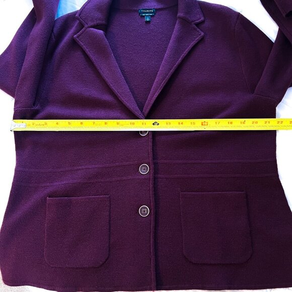 Talbots - Pure Merino Wool Sweater Blazer Jacket Burgundy extra large XL - Picture 8 of 11